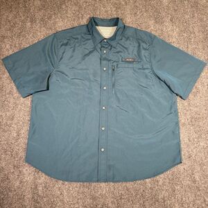 Eddie Bauer Fishing Shirt Mens XXL Blue Tech Woven Zip Pocket Hiking
